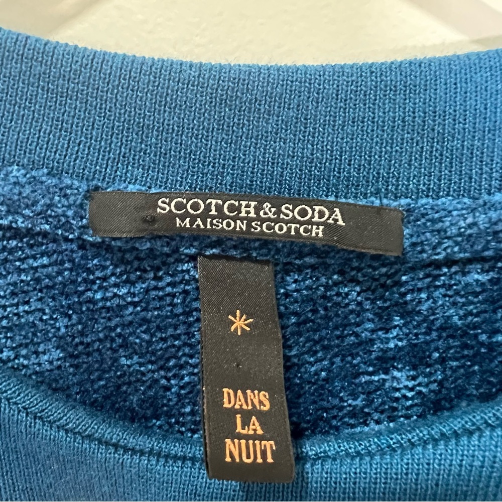 Scotch & Soda Rib Velvet Crewneck Sweater Pullover Sweatshirt Blue Women's‎ Sz L - Picture 3 of 9